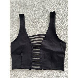 POL Black Strappy Bralette Crop Tank Swim Top Size S